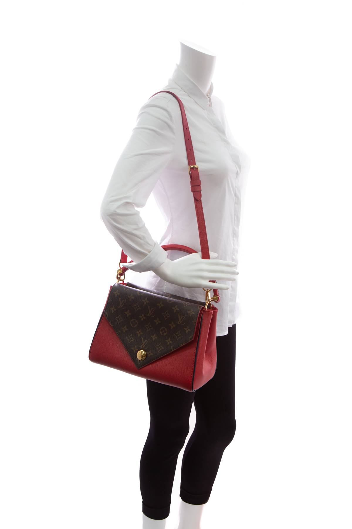 Louis Vuitton Monogram Double V Handbag Red Cloth ref.850158