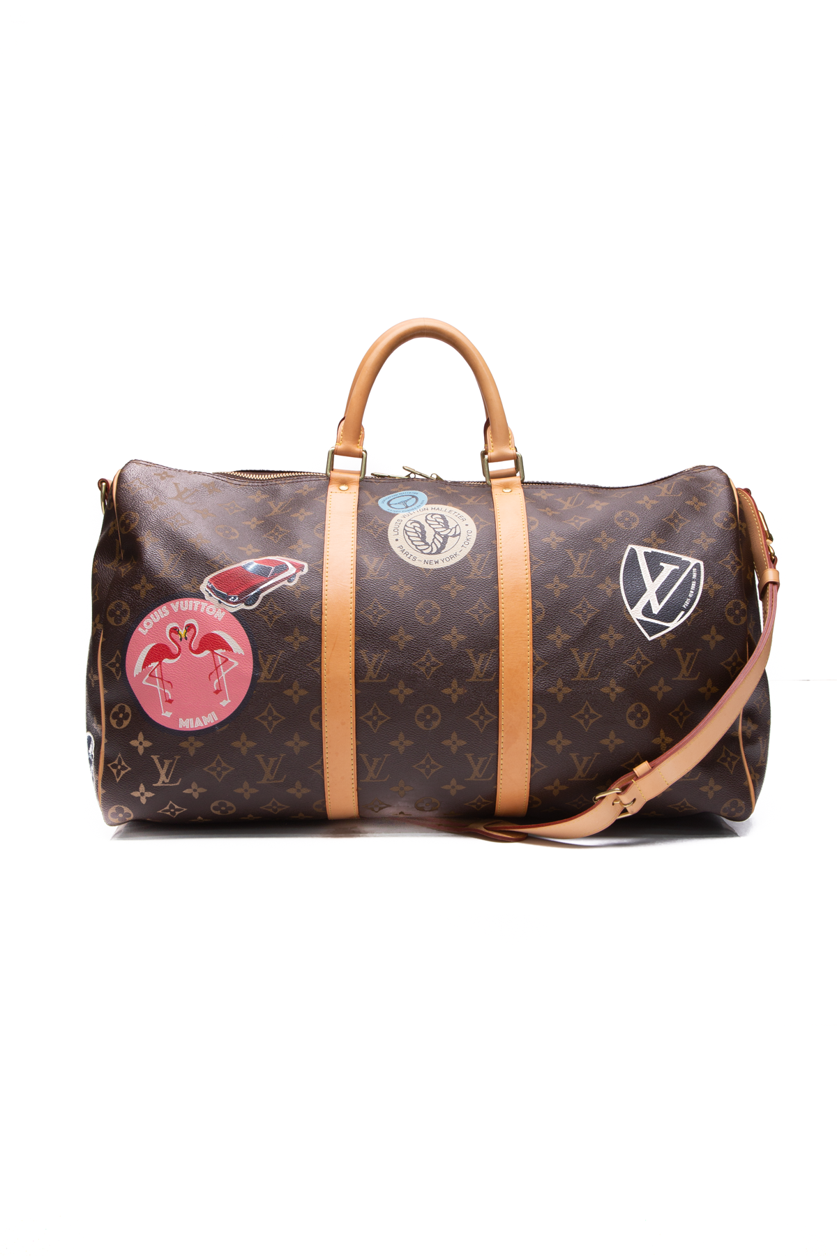 Louis Vuitton Keepall 50 Monogram Canvas Bandouliere Travel Bag LV