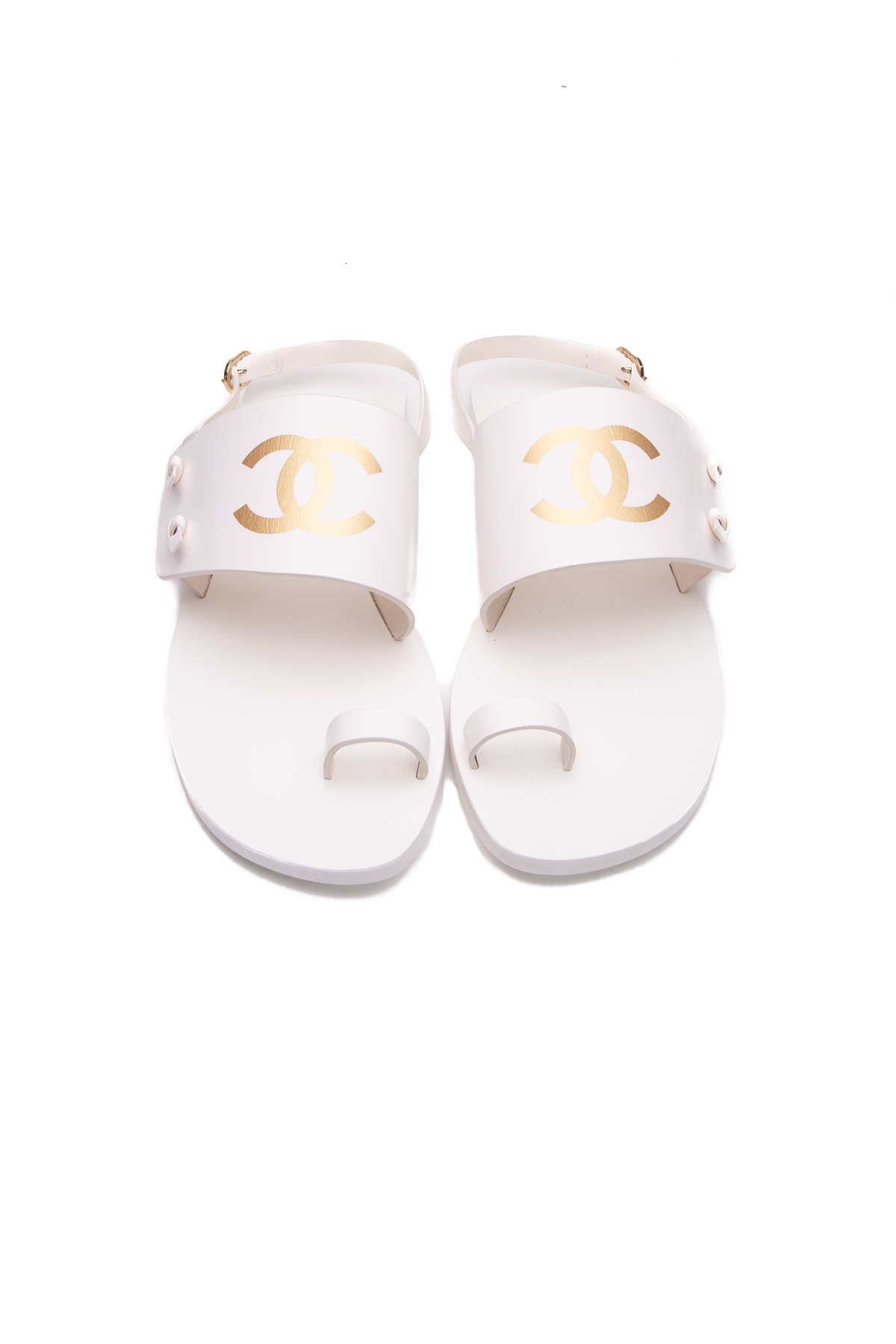 Chanel CC Flat Sandals Size 38 Couture USA