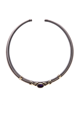David Yurman Amethyst Cable X Collar Necklace