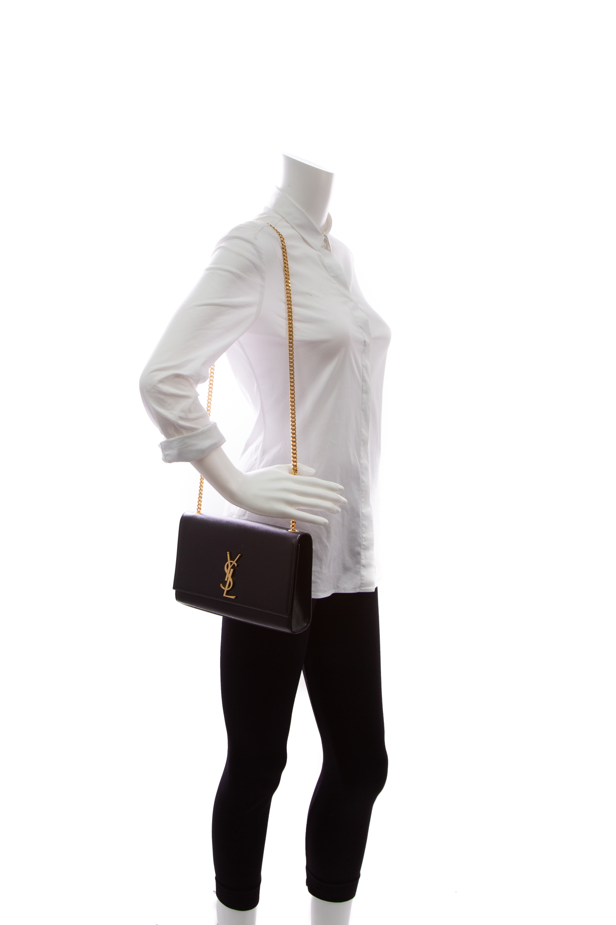 Saint Laurent - Medium Kate Shoulder Bag - Women - Calf Leather/Brass - One Size - Black