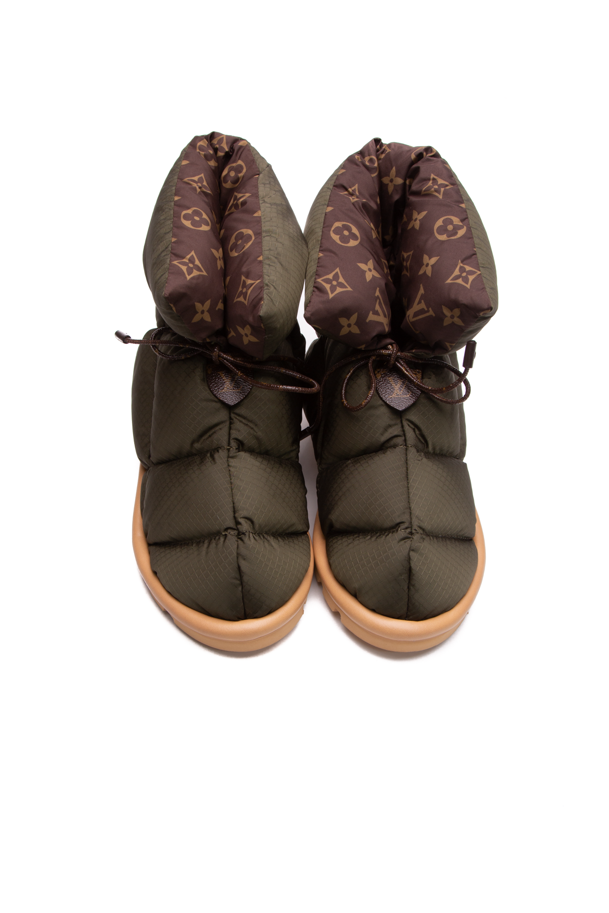 Louis Vuitton - Authenticated Pillow Ankle Boots - Cloth Khaki Plain for Women, Very Good Condition