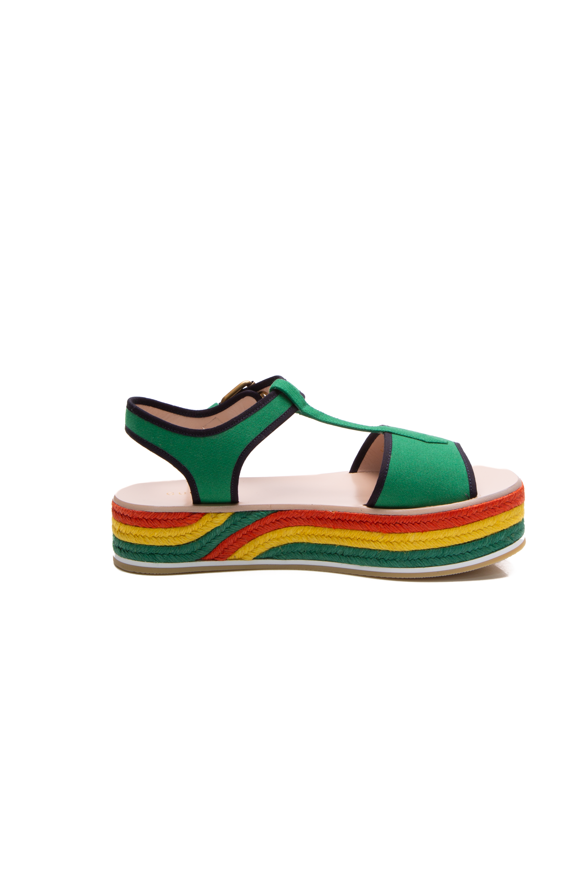 Gucci Multicolor Canvas And Web Lilibeth Platform Wedge Sandals Size 36  Gucci