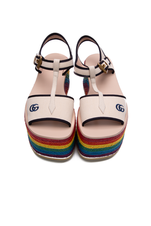 Gucci GG Platform Espadrille Sandals - Size 38