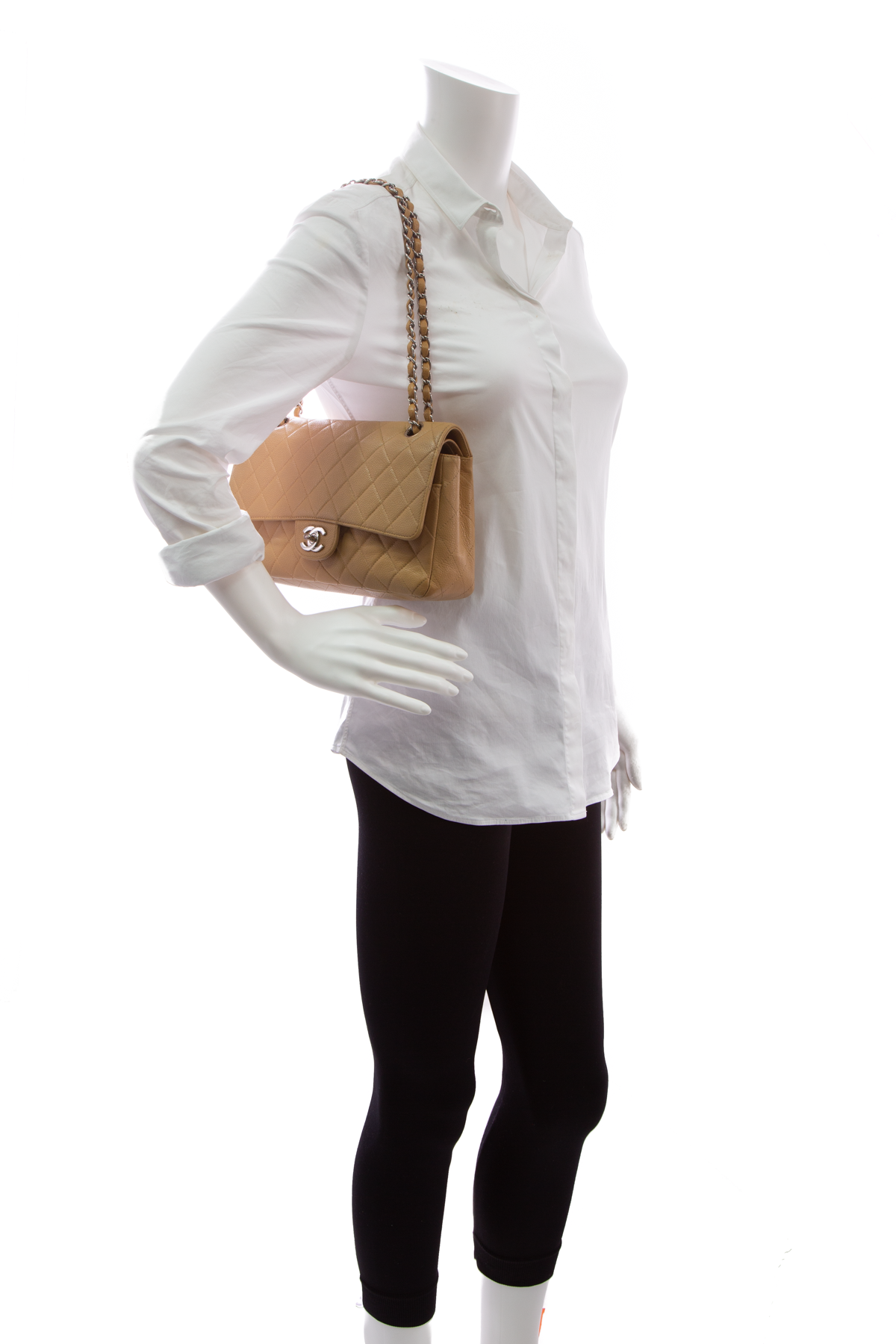 Chanel * Classic Flap Jumbo Double Chain Shoulder Bag Beige