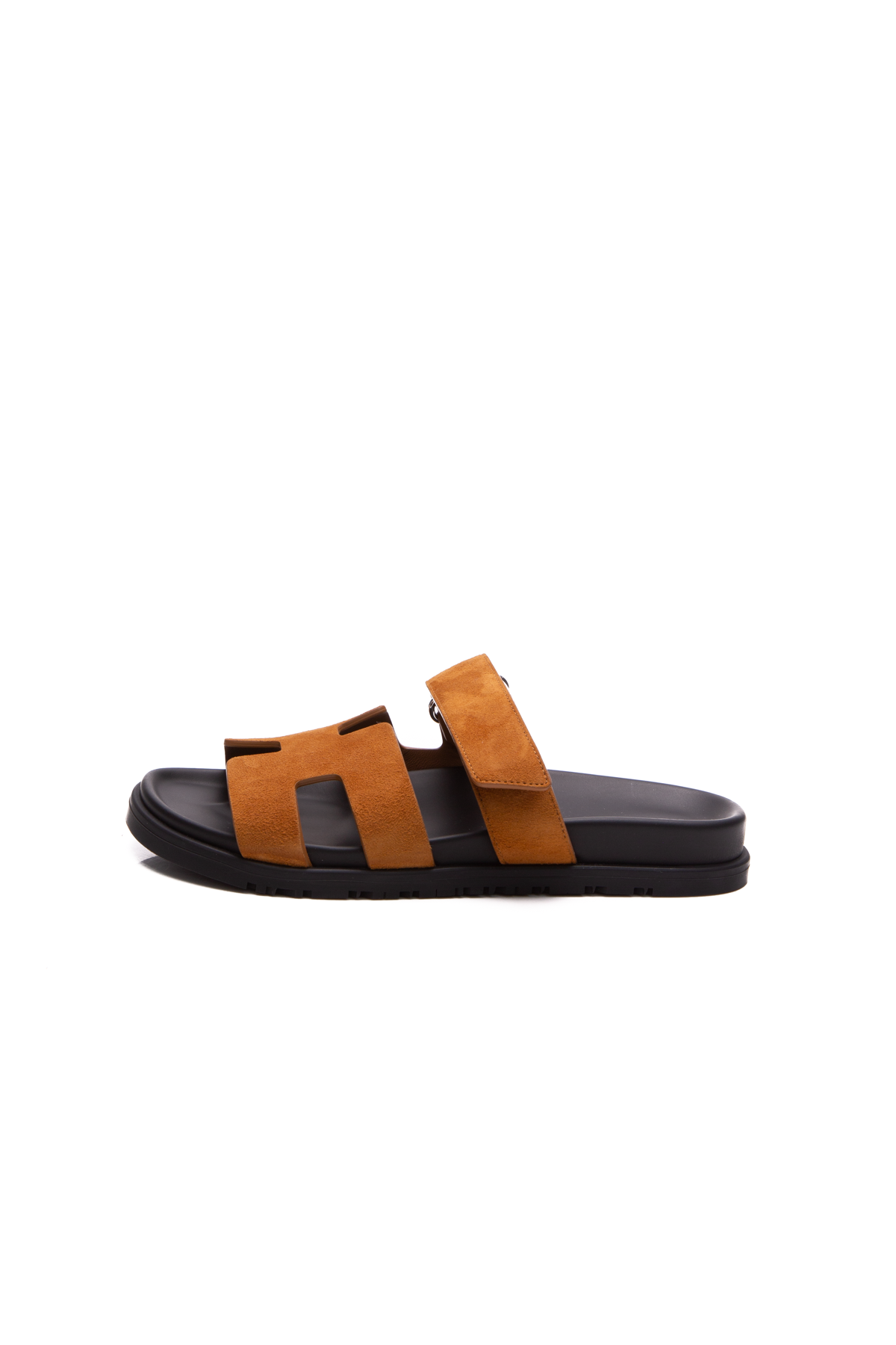 Hermes Chypre Sandal Mens Black Epsom Leather H Logo Slide Slip On Flat Sz  43