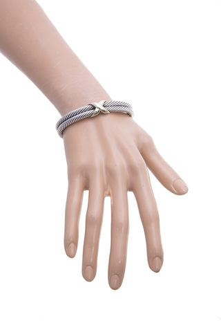 Crossover Bracelet in Sterling Silver with 18K Yellow Gold, 3mm | David  Yurman