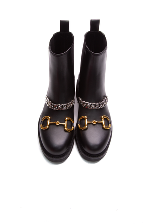 Gucci Black Horsebit Chain Boots