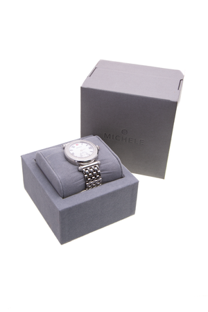 Michele Silver Diamond Caber Watch