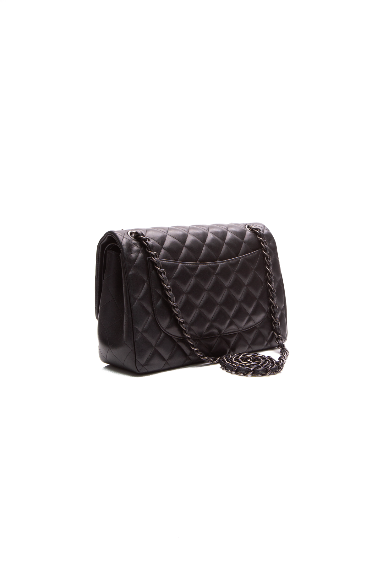 Chanel - Jumbo Classic Flap Cc Quilted Black Lambskin Shoulder Bag /  Crossbody | Chairish