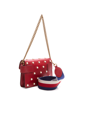 Gucci Red Broadway Pearly Bee Bag