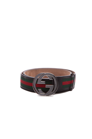 Gucci Red/Grn Web Interlocking G Belt- Size 34