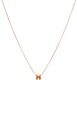 Hermes Orange/Rosegold Mini Pop H Necklace