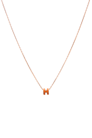 Hermes Orange/Rose gold Mini Pop H Necklace