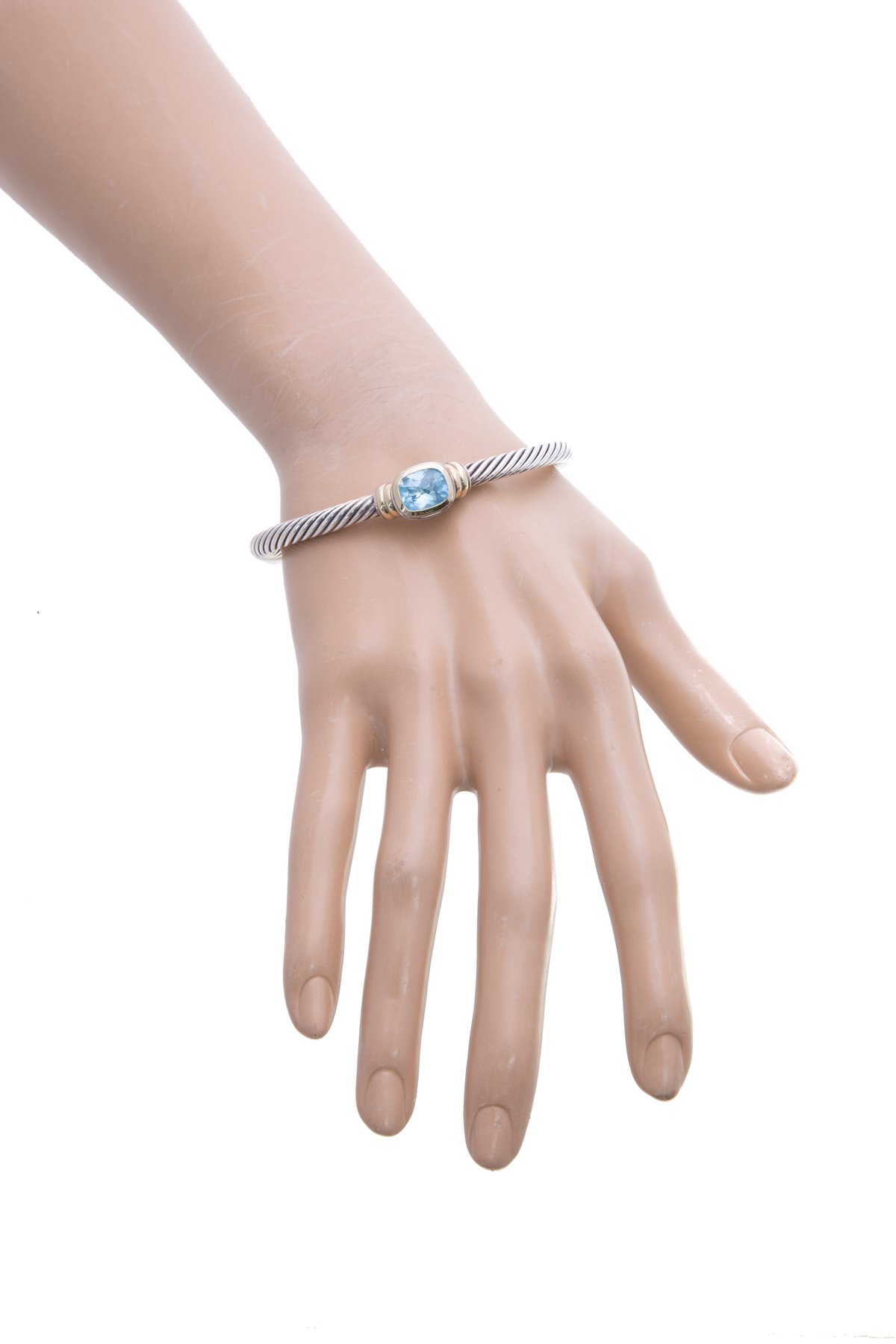 David Yurman Slvr/Gld Blue Tpz Noblesse Bracelet