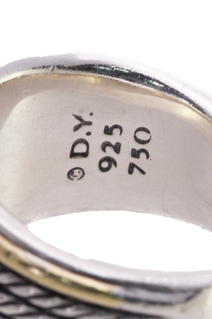  David Yurman Slvr/Gld Cable Band Ring - Size 7