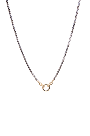 David Yurman Slvr/Gld Box Chain Amulet Necklace