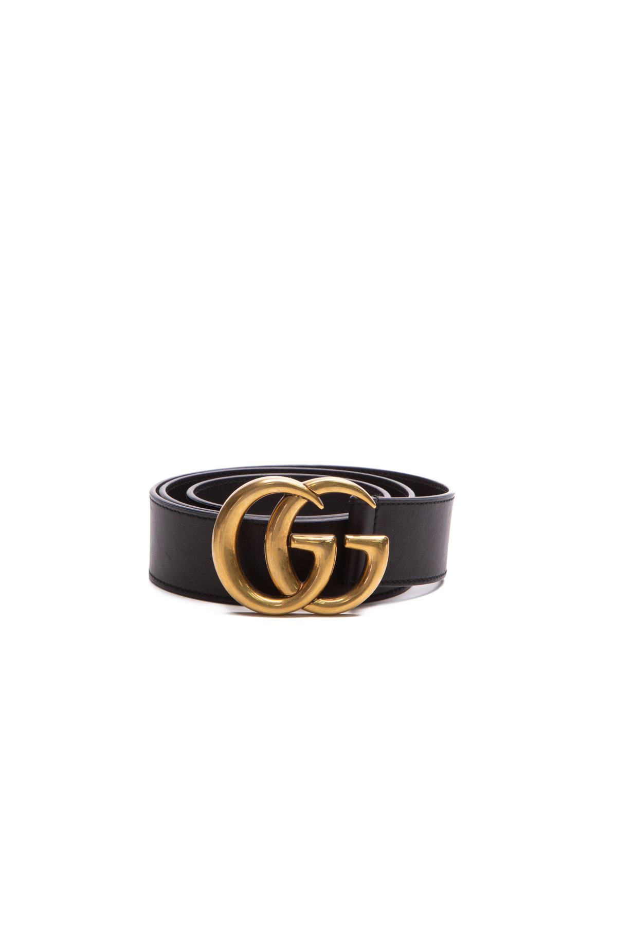 Gucci 1.5" Black Leather Marmont Belt Silver GG Buckle size 80 / 32  Unisex