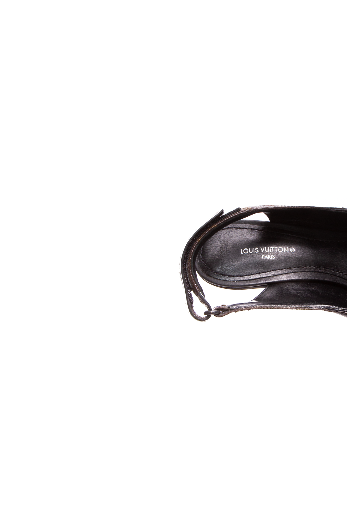 Louis Vuitton Black Leather Slingback Heels Sandals Size 35.5 M