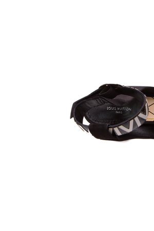 Louis Vuitton Blk/Wht Satin Ankle Strap Pumps- Size 35