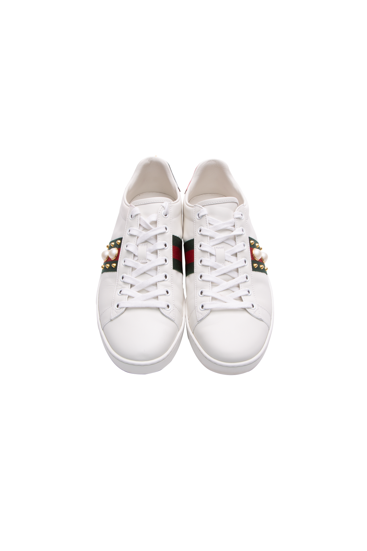 Gucci White Spike Pearl Ace Sneakers- Size 40