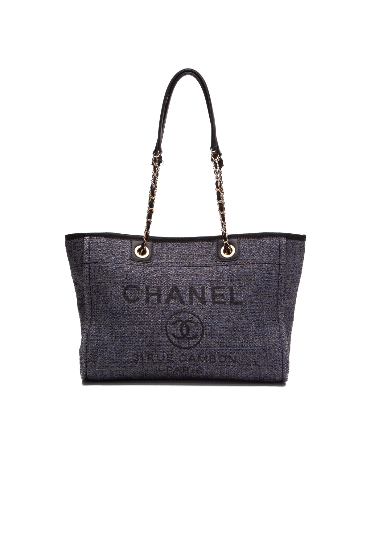 Authentic Chanel Deauville Dark Blue Denim Large Shopping Tote Bag – Paris  Station Shop