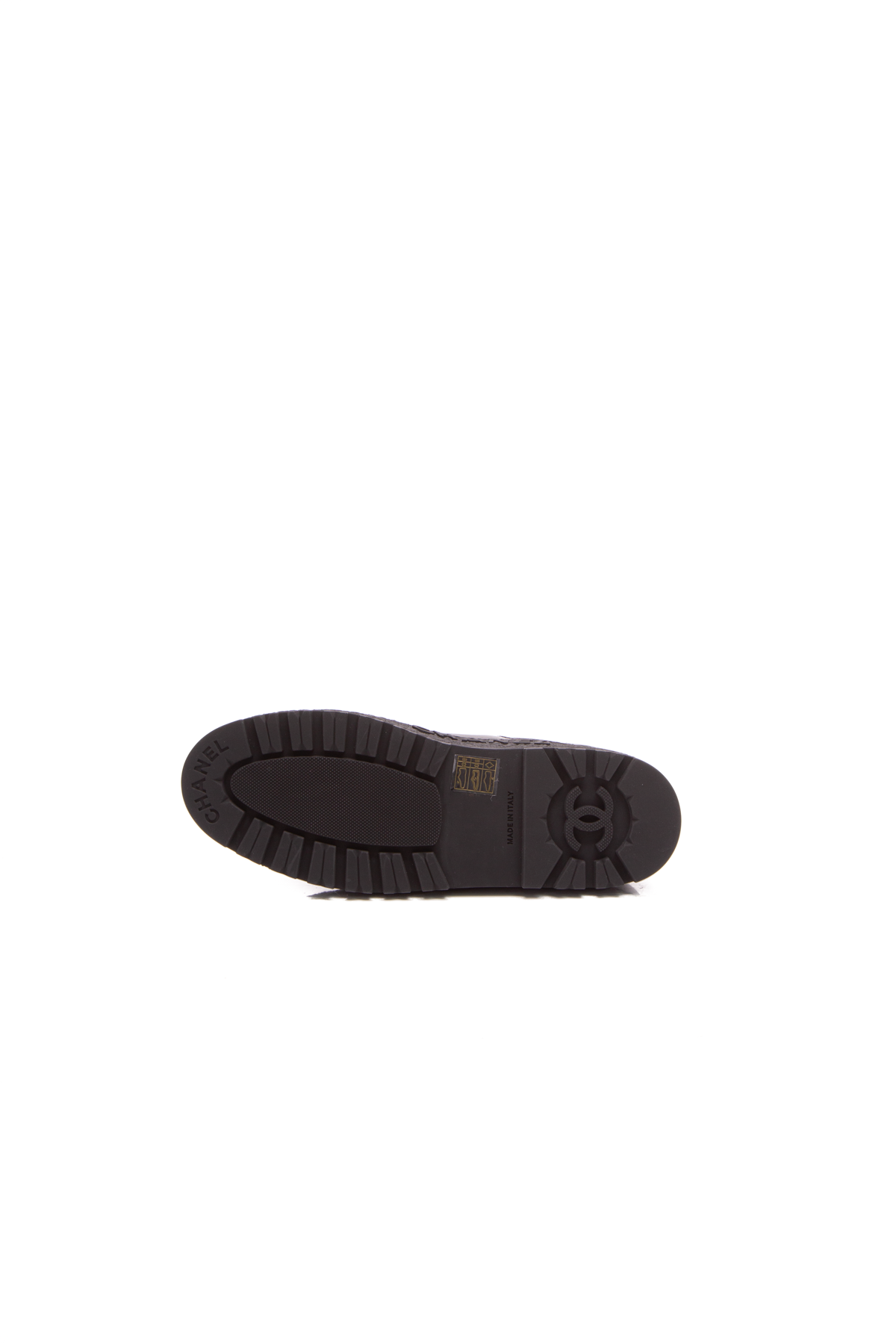 CHANEL Calfskin CC Cap Toe Fold Over Boots 38.5 Black 491755