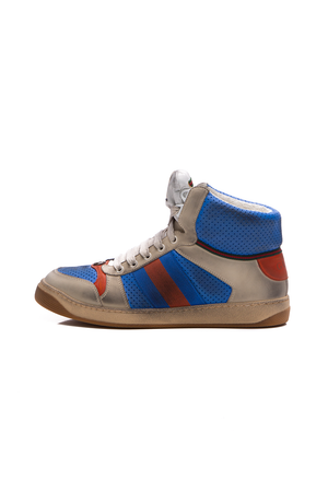 Gucci Blue/red Distressed High Top Sneaker- US Size 7.5