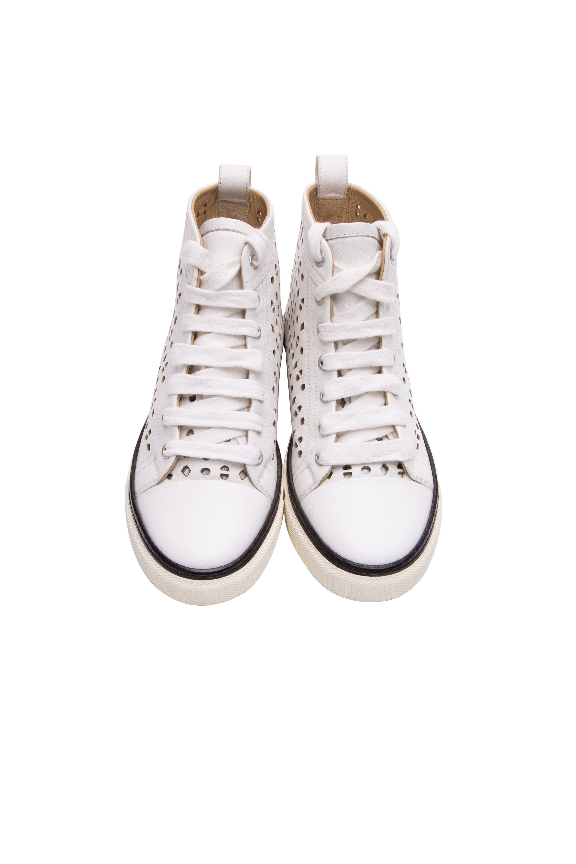 Hermes Perforated Jimmy High Top Sneakers - Size 36