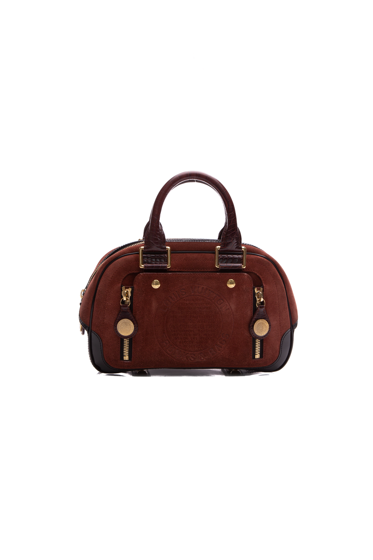 Louis Vuitton Havane Suede and Leather Stamped Trunk Bowler PM Bag