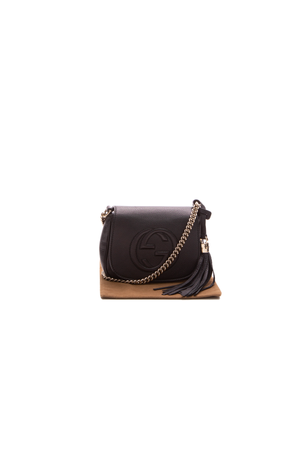 Gucci Soho Chain Flap Leather Crossbody Bag in Brown