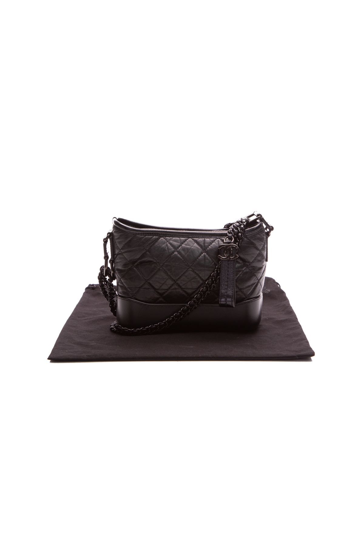 Large Gabrielle Hobo Quilted Aged Calfskin Black GHW RHW