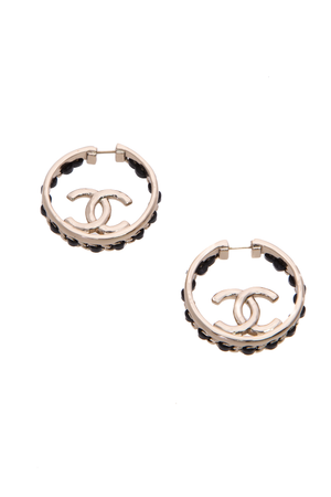 Chanel Lambskin CC Hoop Earrings