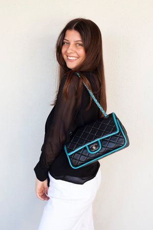 Bi-color Medium Double Flap Bag