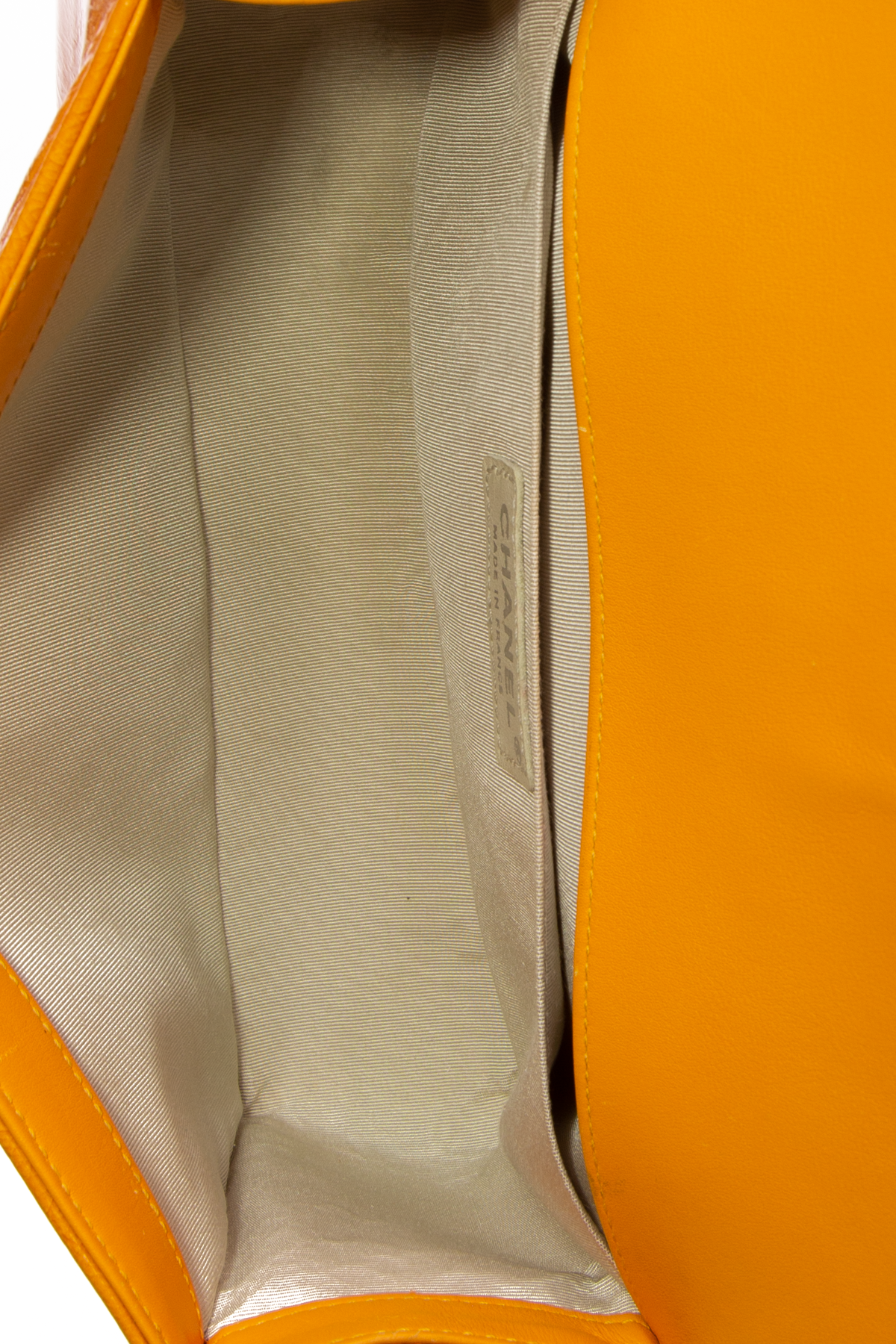 Chanel Orange Patent Boy Bag