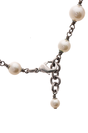 Chanel Silver Pearl CC Necklace