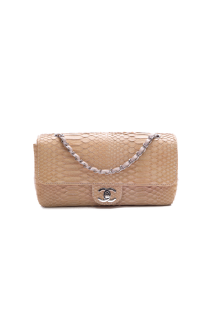 Chanel Beige Python Single Flap Bag 