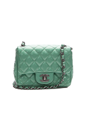 Chanel Green Metallic Patent Flap Bag