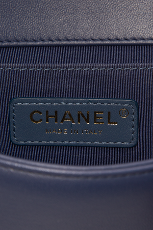  Chanel Blue Braided Chevron Boy Bag