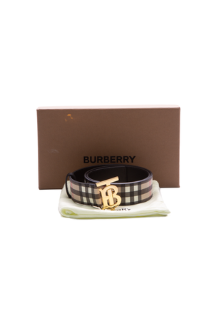 Burberry Black Check Belt - Size Small