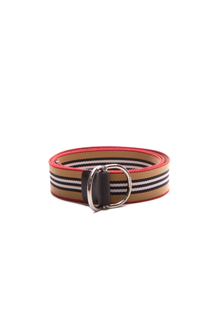 Burberry Tan/Red Striped Canavs Belt - Size 44