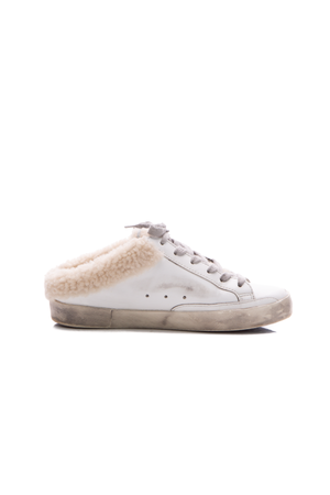 Golden Goose White Sabot Shearling Sneakers - Size 35