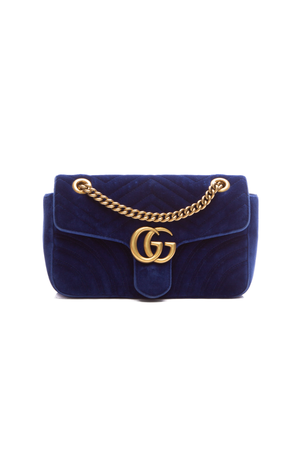 Gucci Blue Velvet Marmont Flap Bag