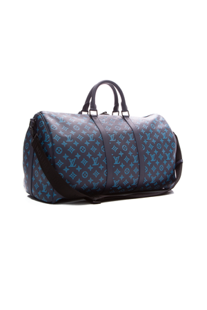 Louis Vuitton Navy/Blu Shadow Leather Keepall Bag