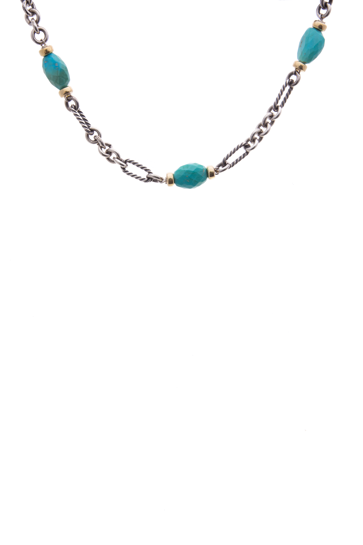 Turquoise Bead Station Necklace 18K Gold 30 Inch Length - Ruby Lane