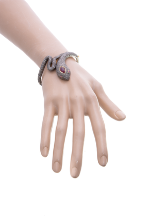 Samira Diamond Ruby Snake Cuff Bracelet