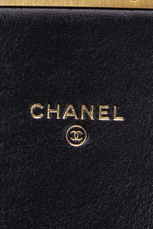 Chanel Black Chevron Medal Clutch