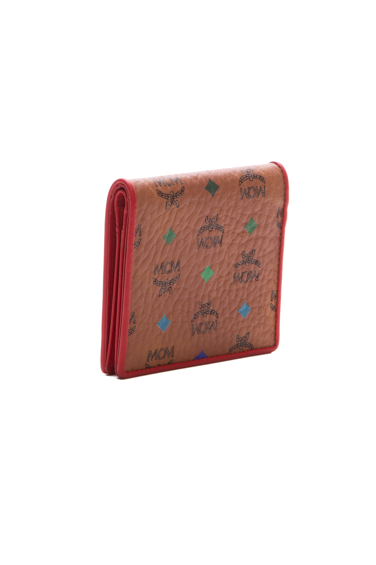 MCM Red Visetos Bifold Zip Wallet
