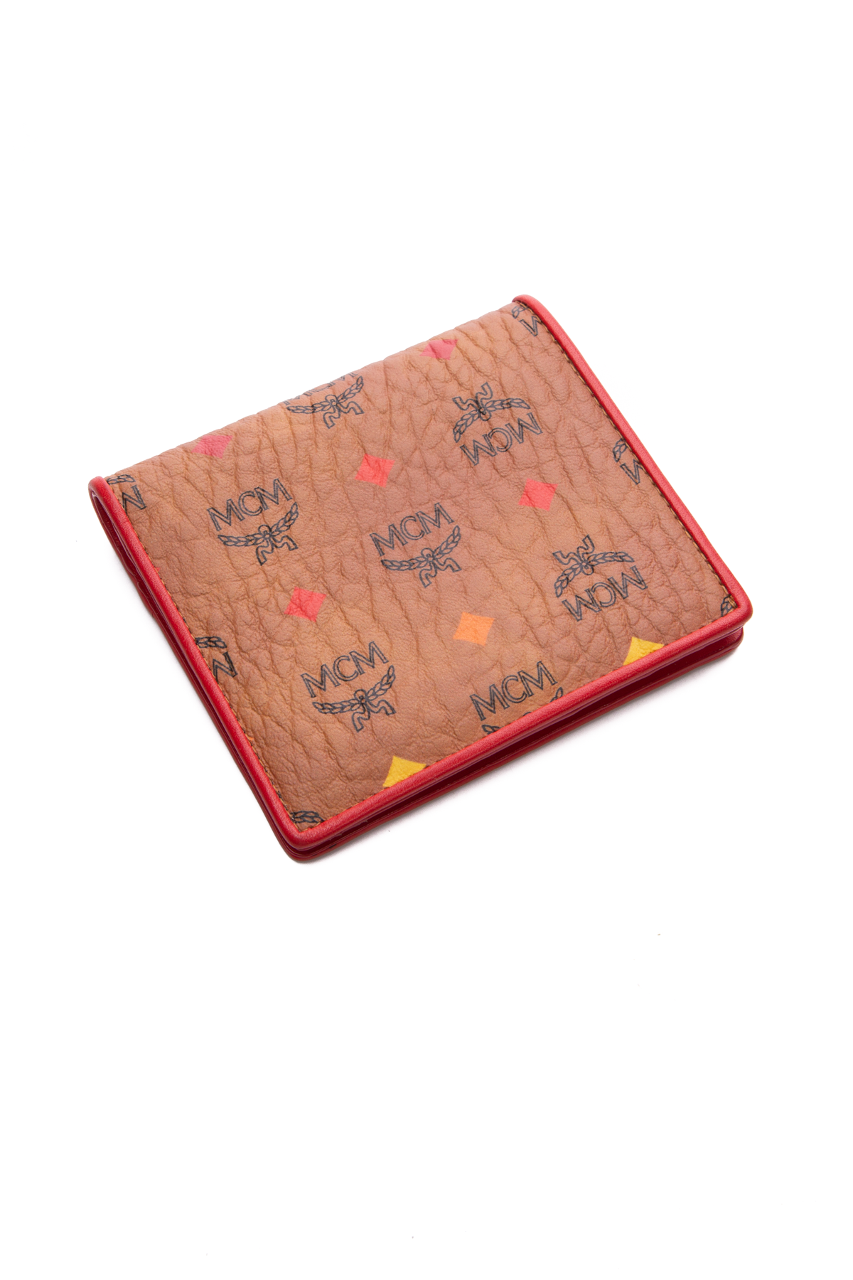 MCM Red Visetos Bifold Zip Wallet