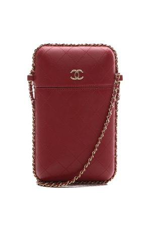 Chanel Red Chain Around Phone Bag
